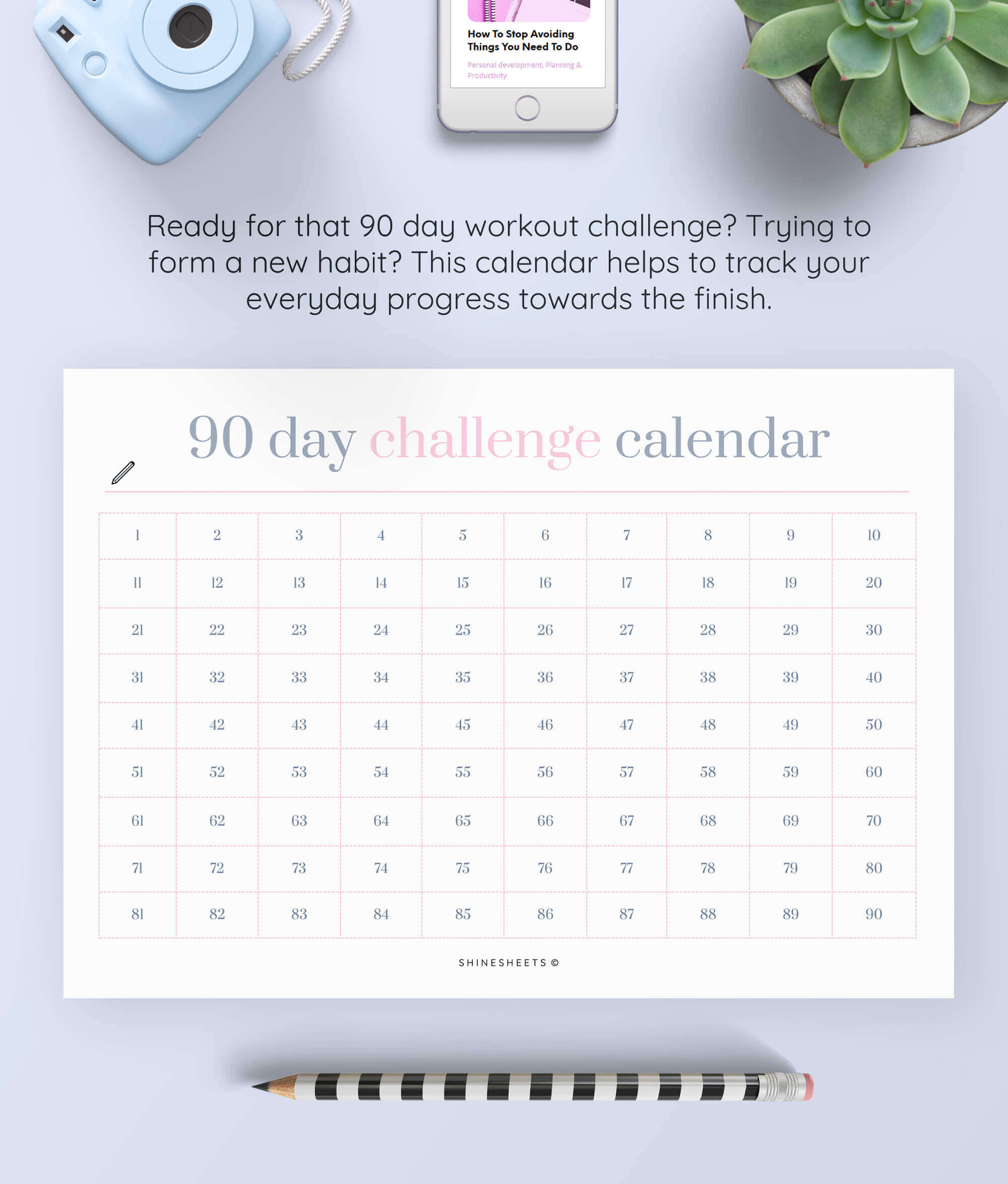90 Day Challenge Calendar PDF Printable explained
