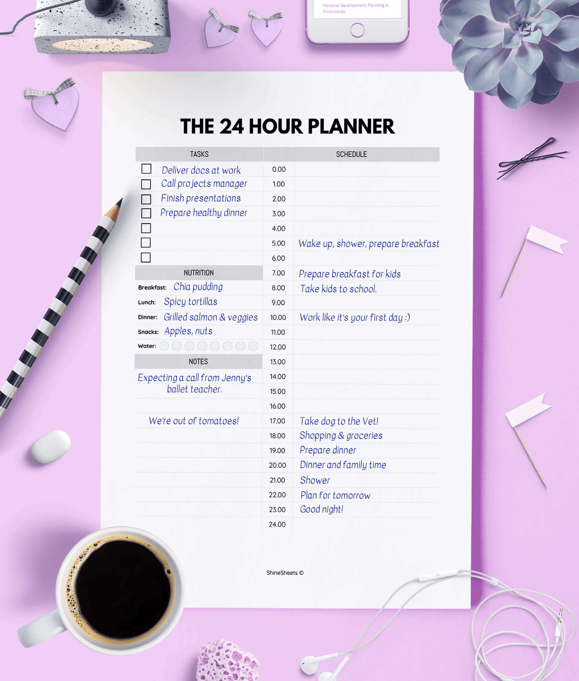 Daily Planner Printable for self care sunday planning and for everyday plans