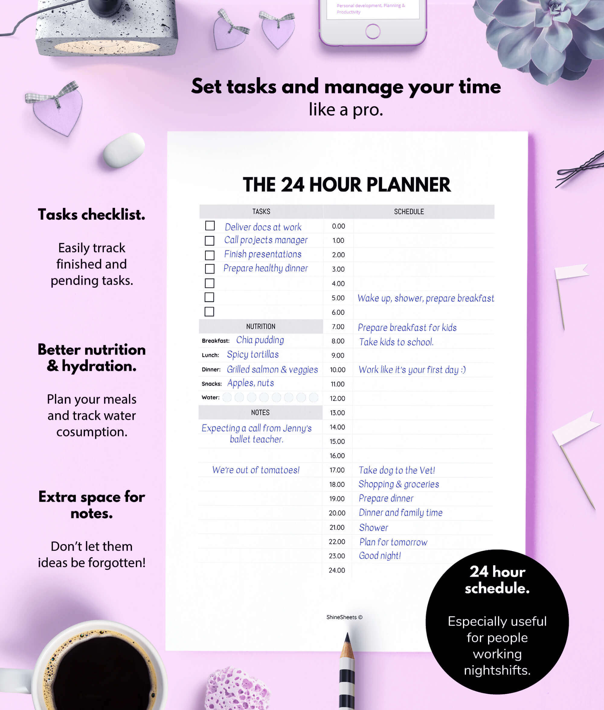 Daily Planner Printable for self care sunday planning