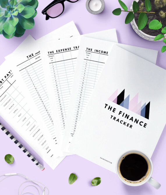 Finance Tracker Printable on the table