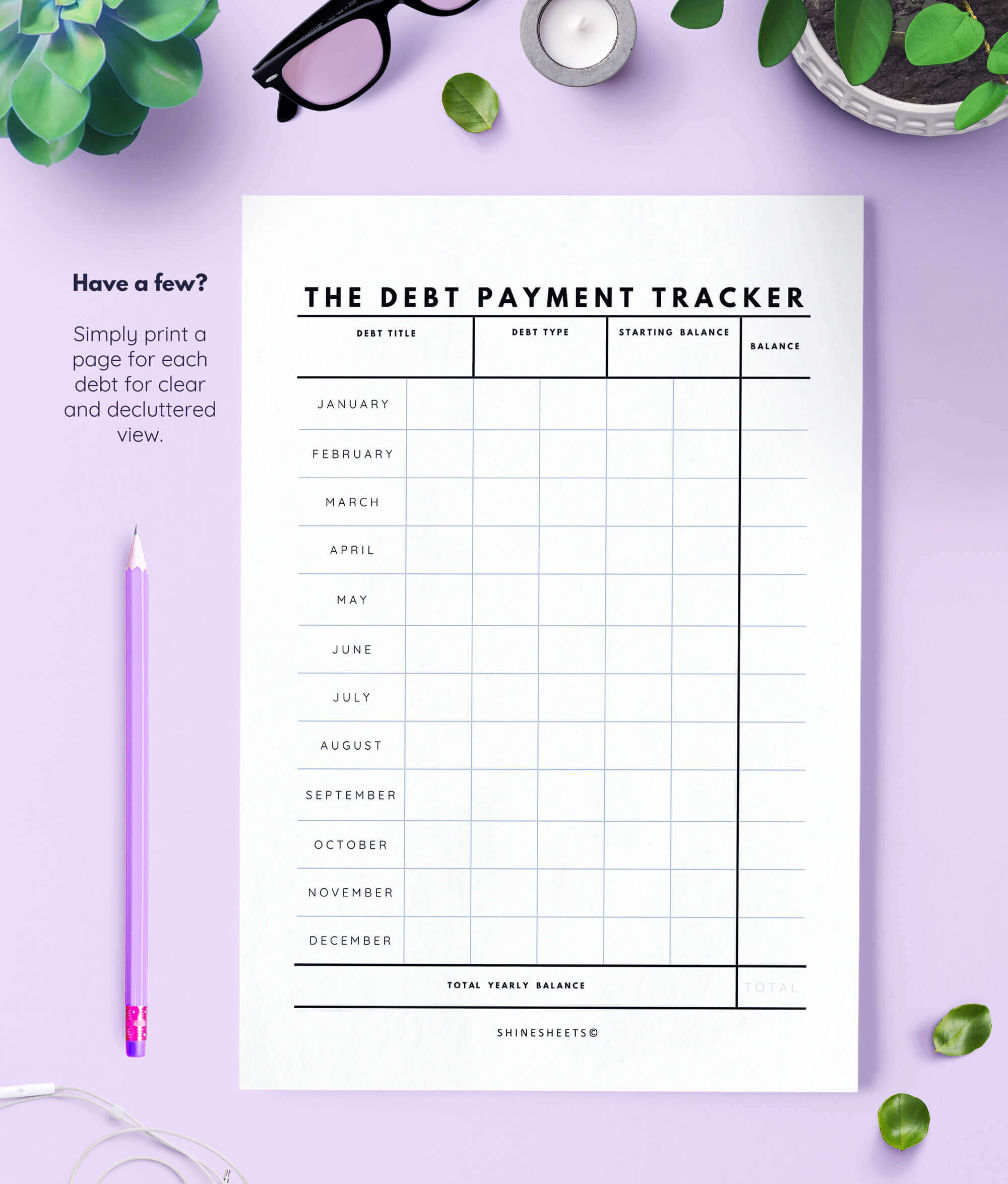 Finance Tracker Printable debt payment tracker