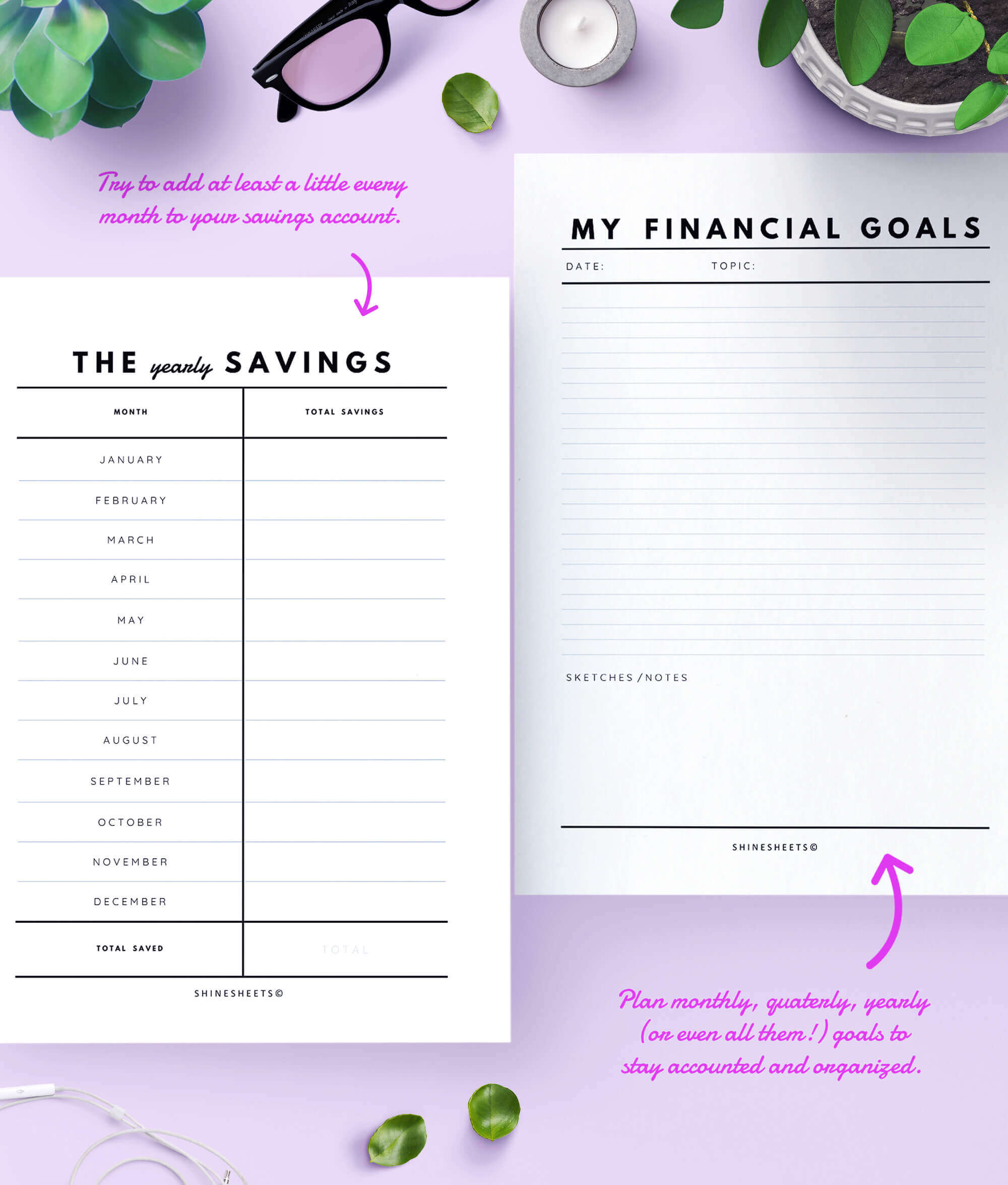 Finance Tracker Printable savings and financial goals