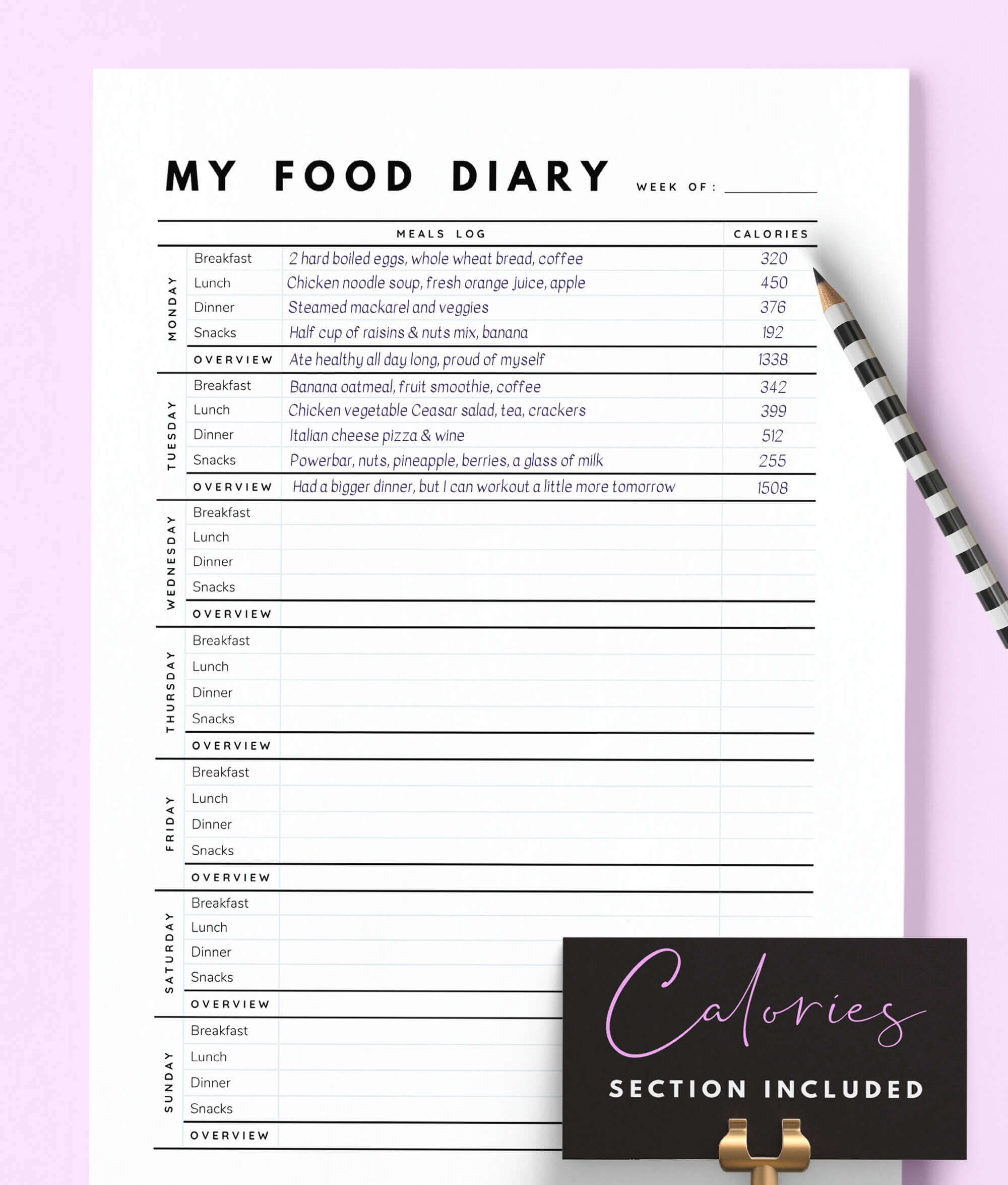 Food Diary Printable
