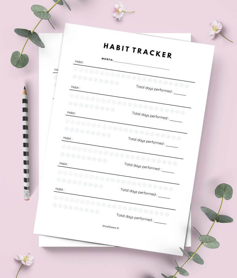 Habit Tracker Printable free