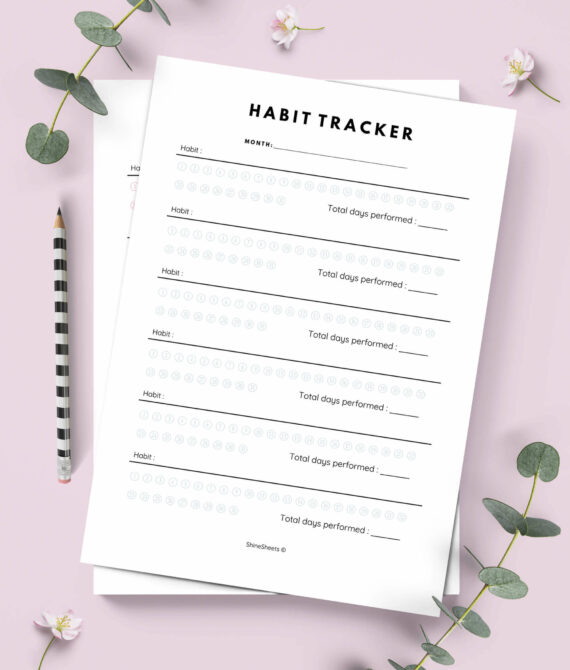 Habit Tracker Printable free