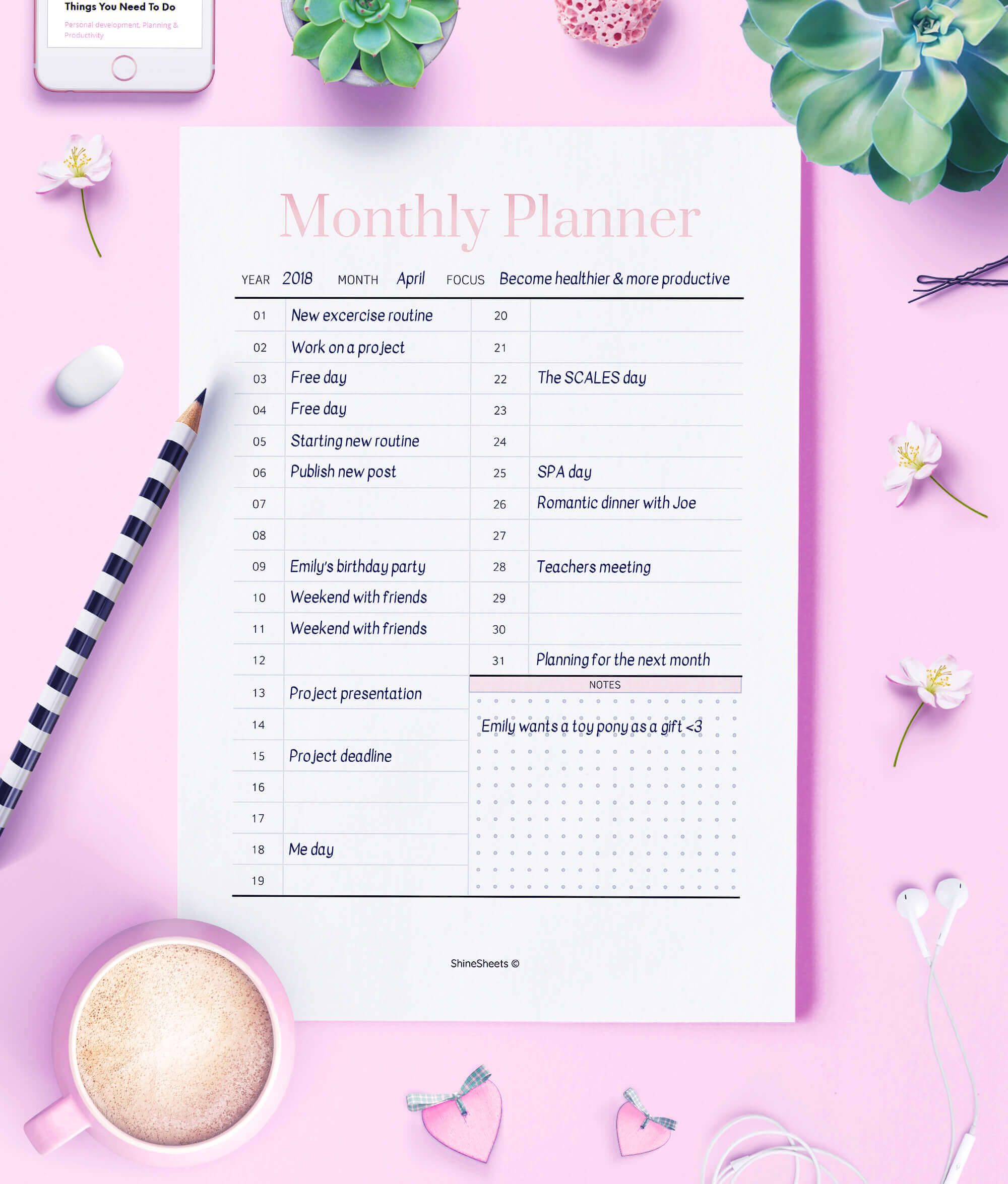 Monthly Planner Printable