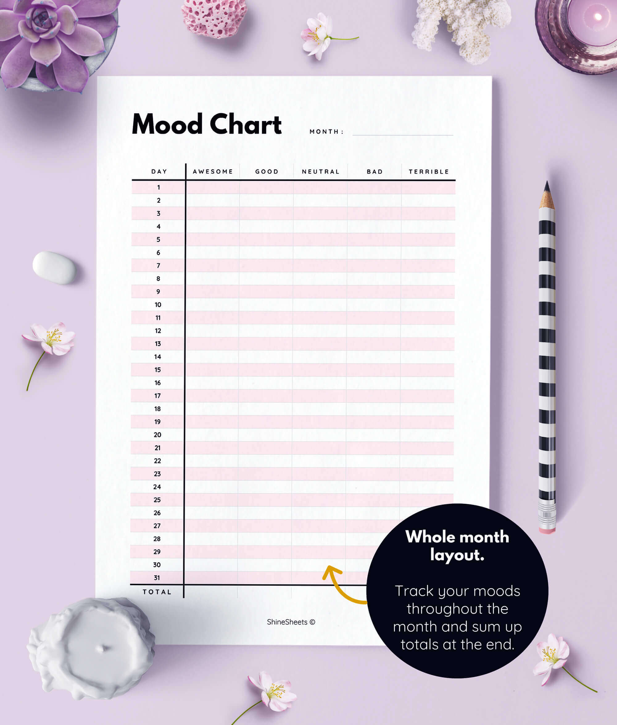Mood Chart Tracker Printable