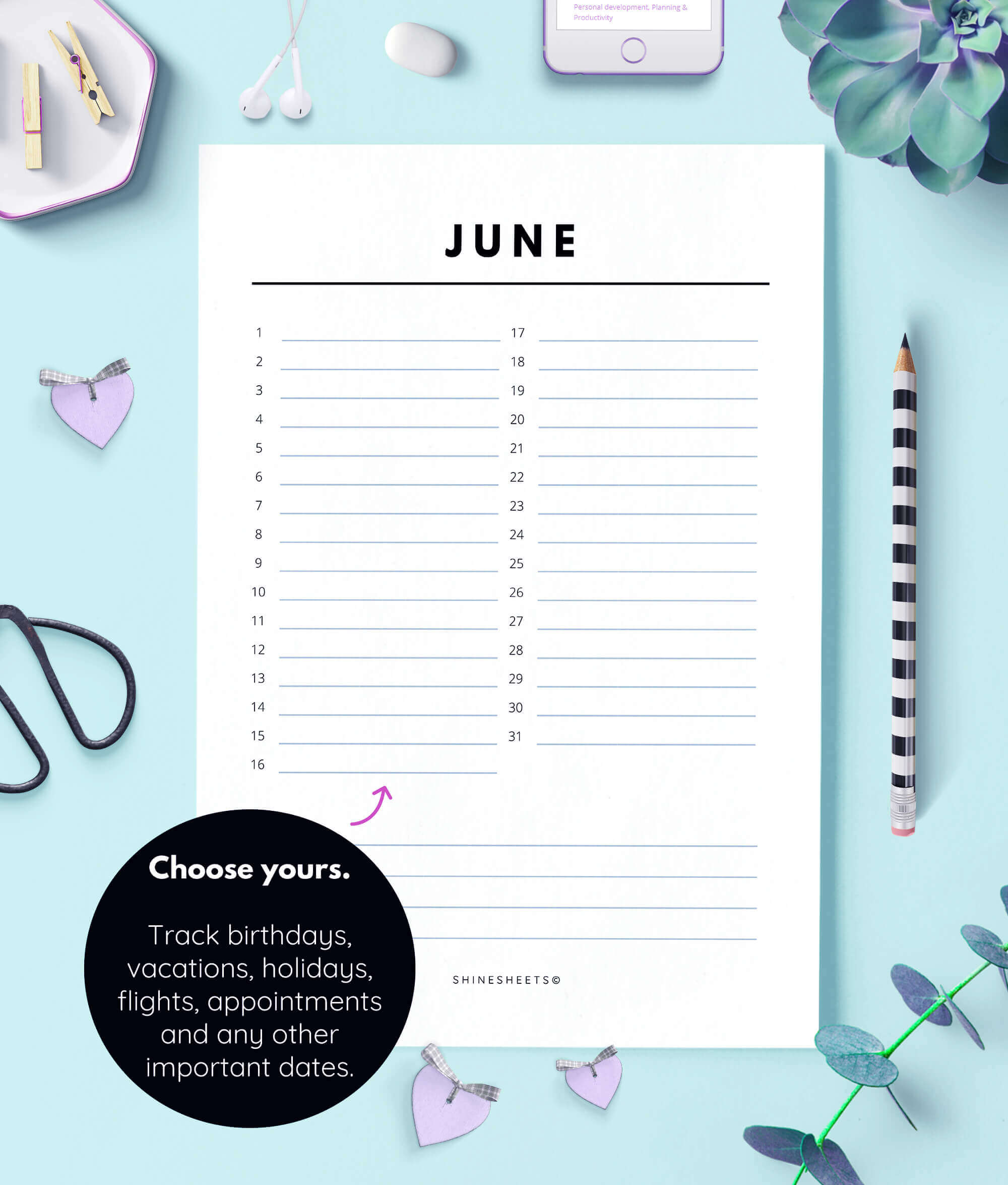 Perpetual Calendar - Birthday Calendar Printable