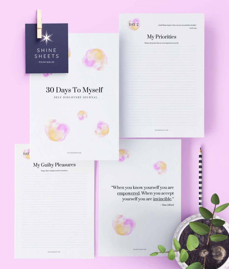 pages of shinesheets Self Discovery Journal Printable