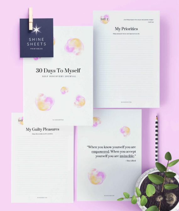 pages of shinesheets Self Discovery Journal Printable