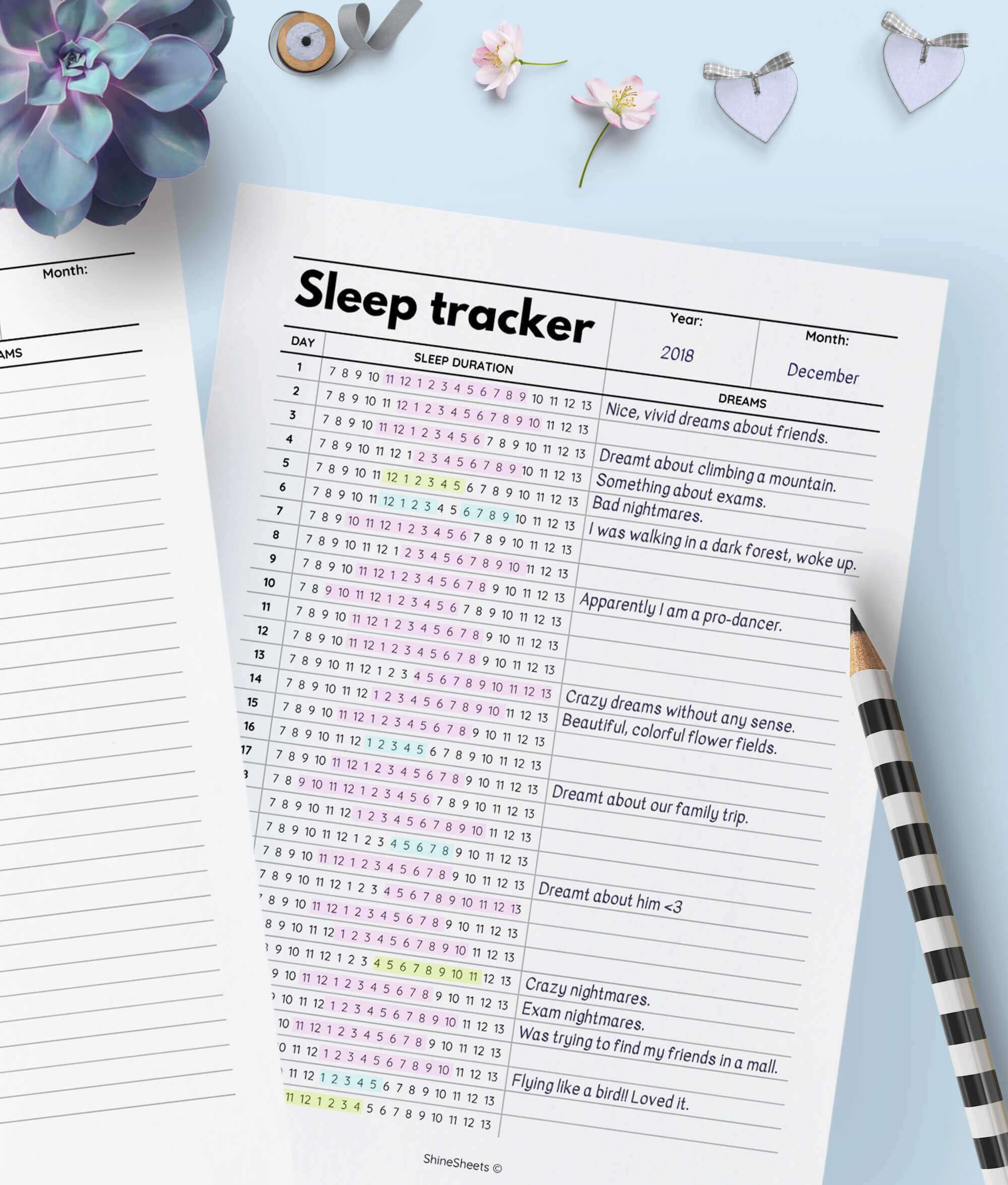 free Sleep Tracker Printable