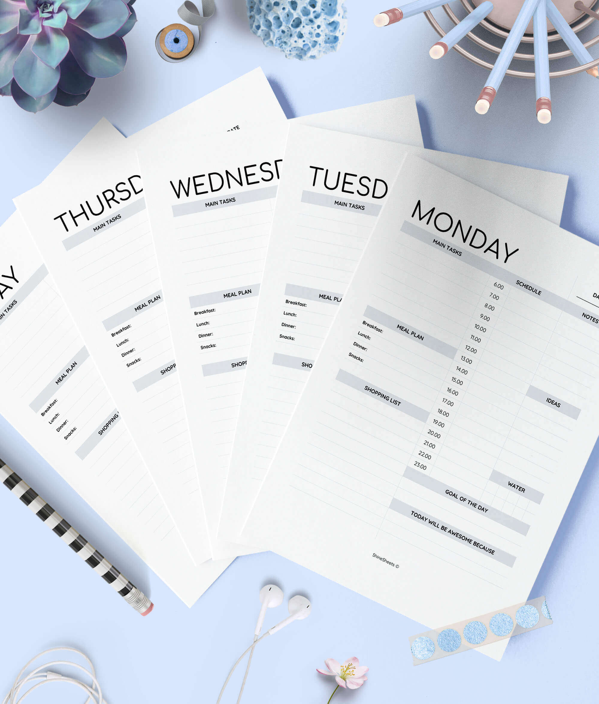 minimalistic grey free weekly planner printable