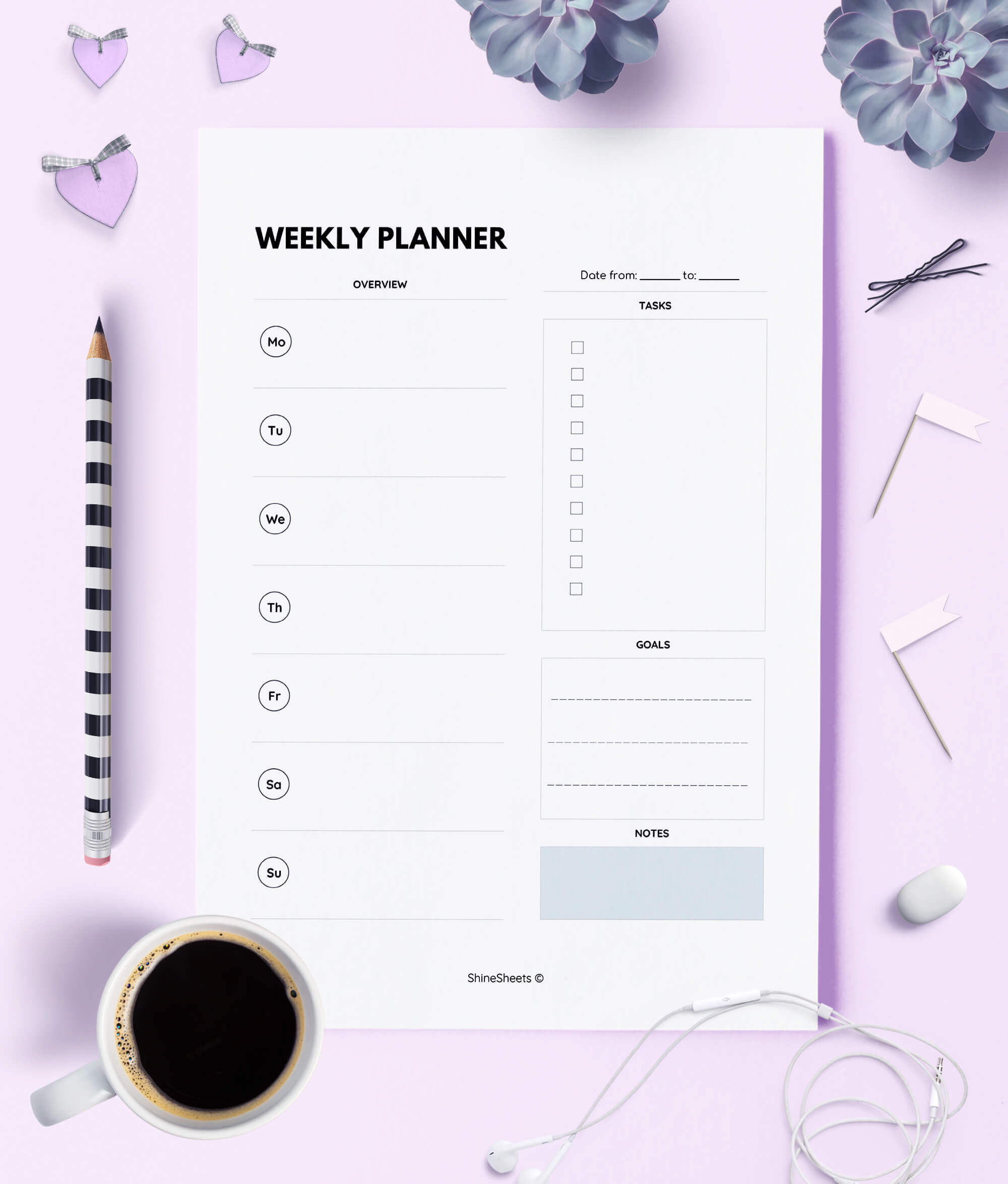 Weekly Planner Printable Week On One Page work efficiency boost