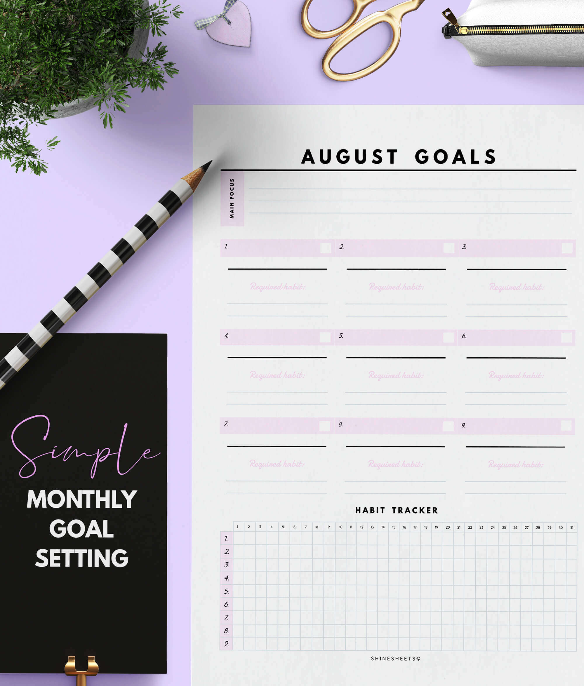 free example of Monthly Goal Planner Printable