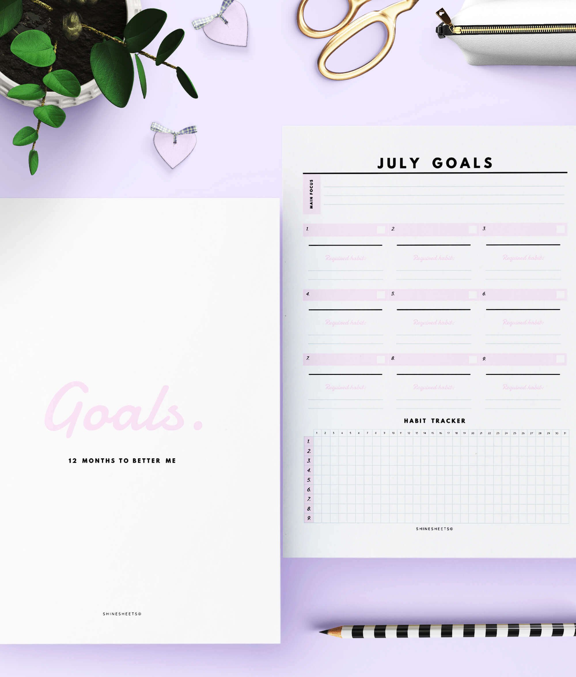 july goals example of printable planner