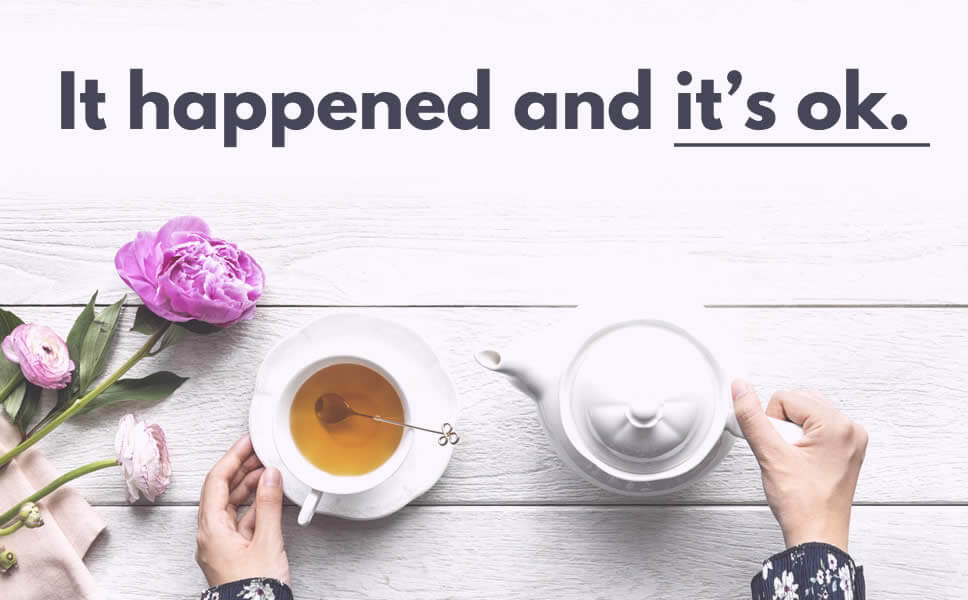 A quote on how to get things done with a display of tea and peonies on the table