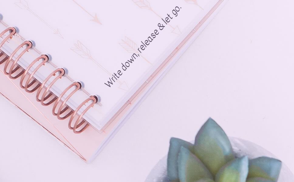 anxiety journal with a quote written on it