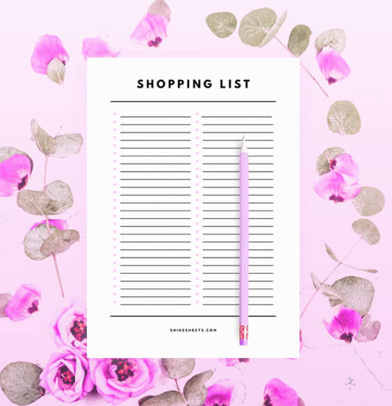 free shopping list printable