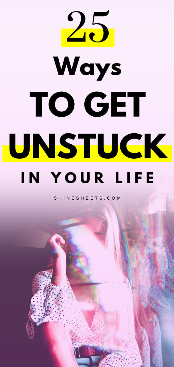 woman in a pink cloud as a concept of how to get unstuck in life