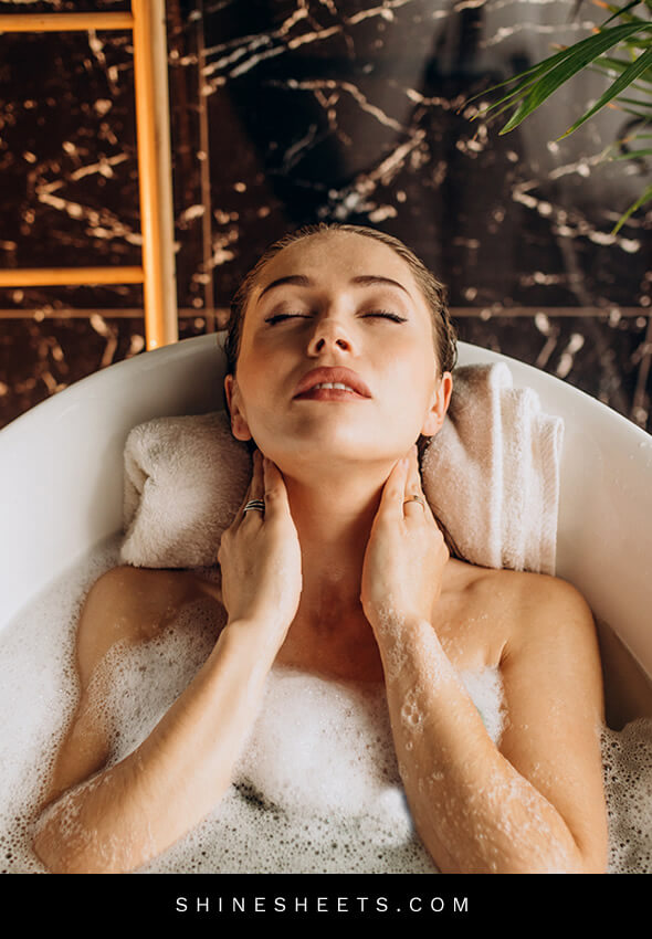 woman in a relaxing hotel bath