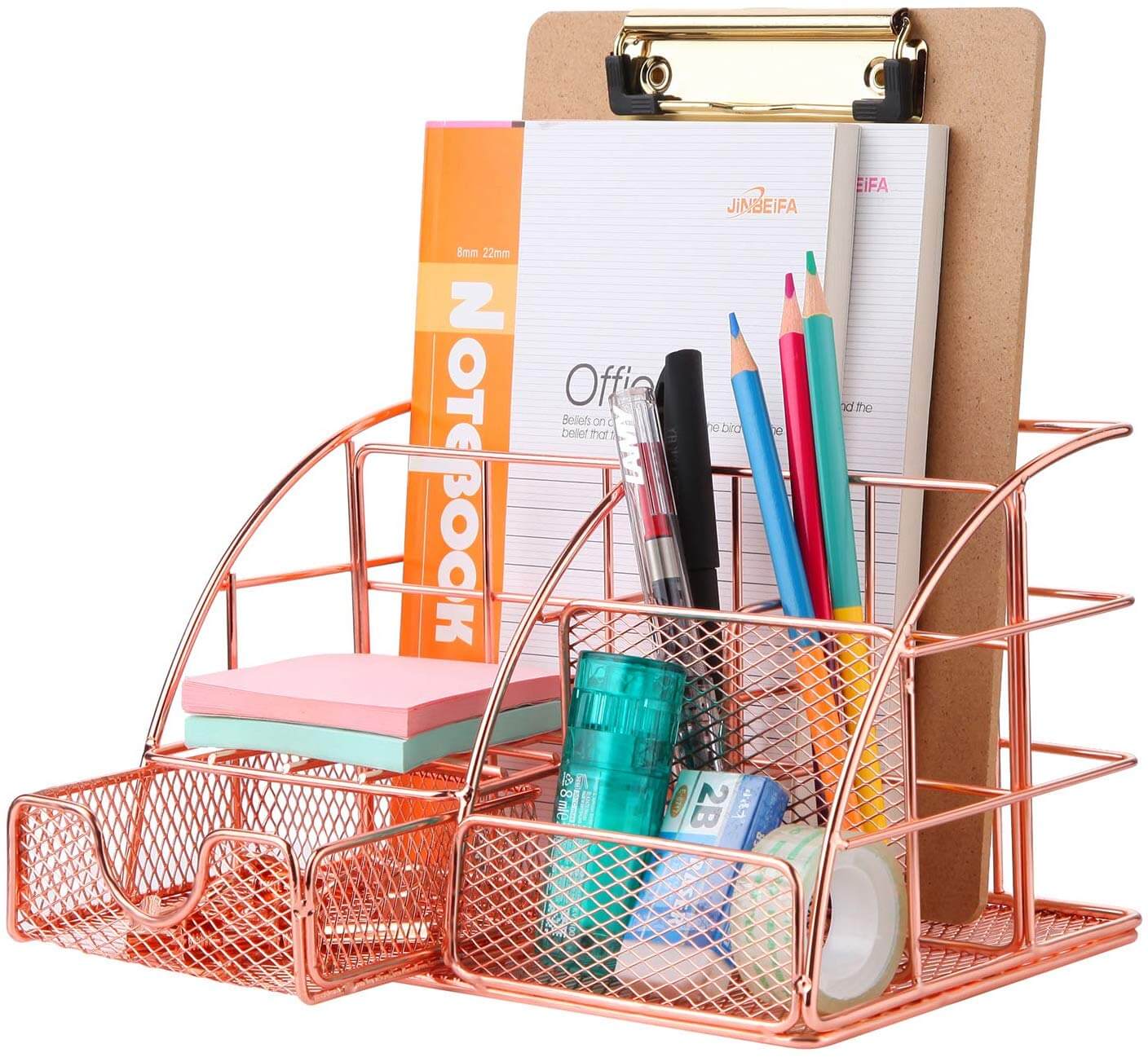 rose gold desk organizer as an idea of how to get organized