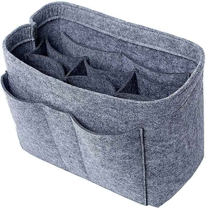felt bag insert as an idea of how to get organized