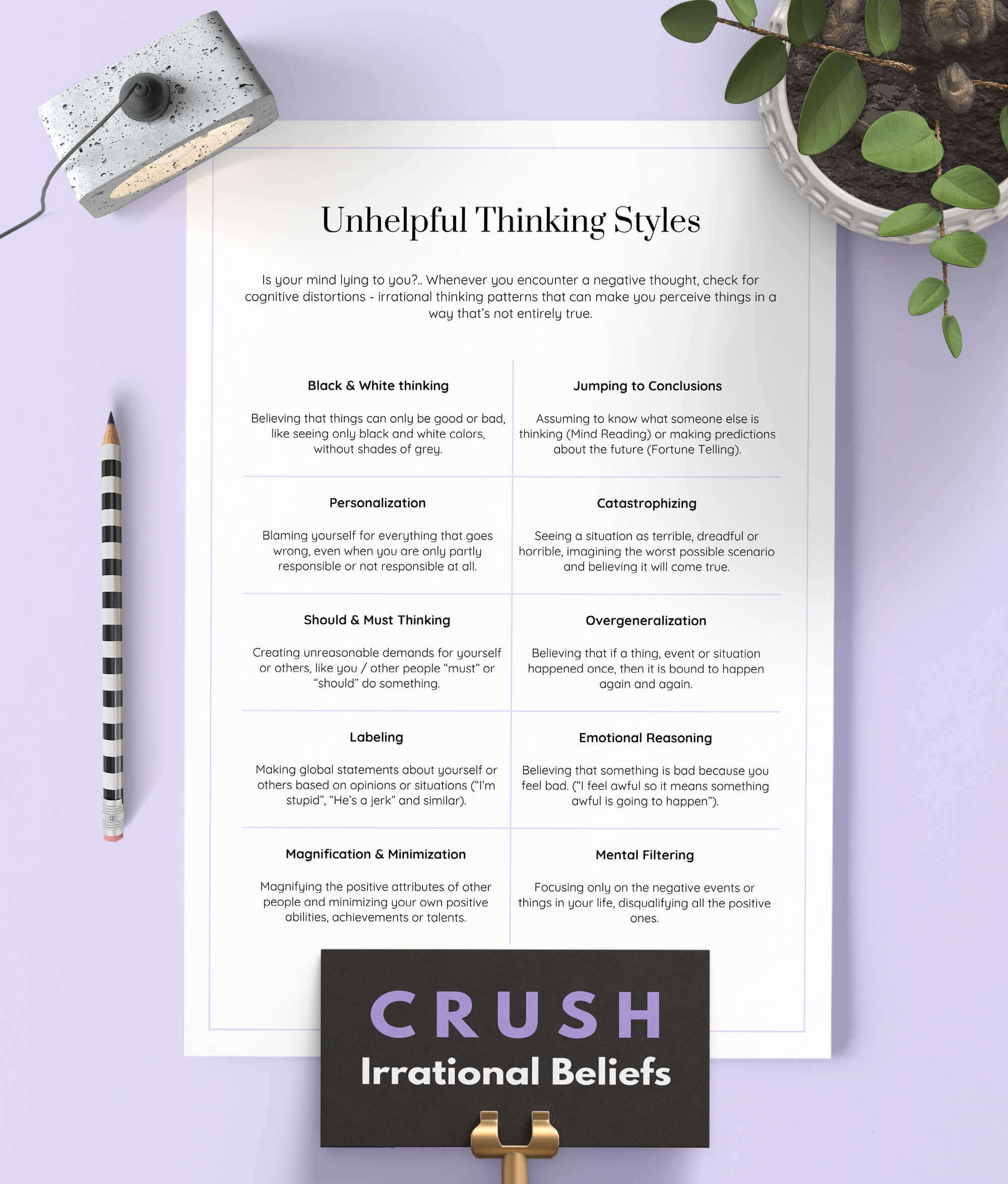irrational beliefs cbt printable