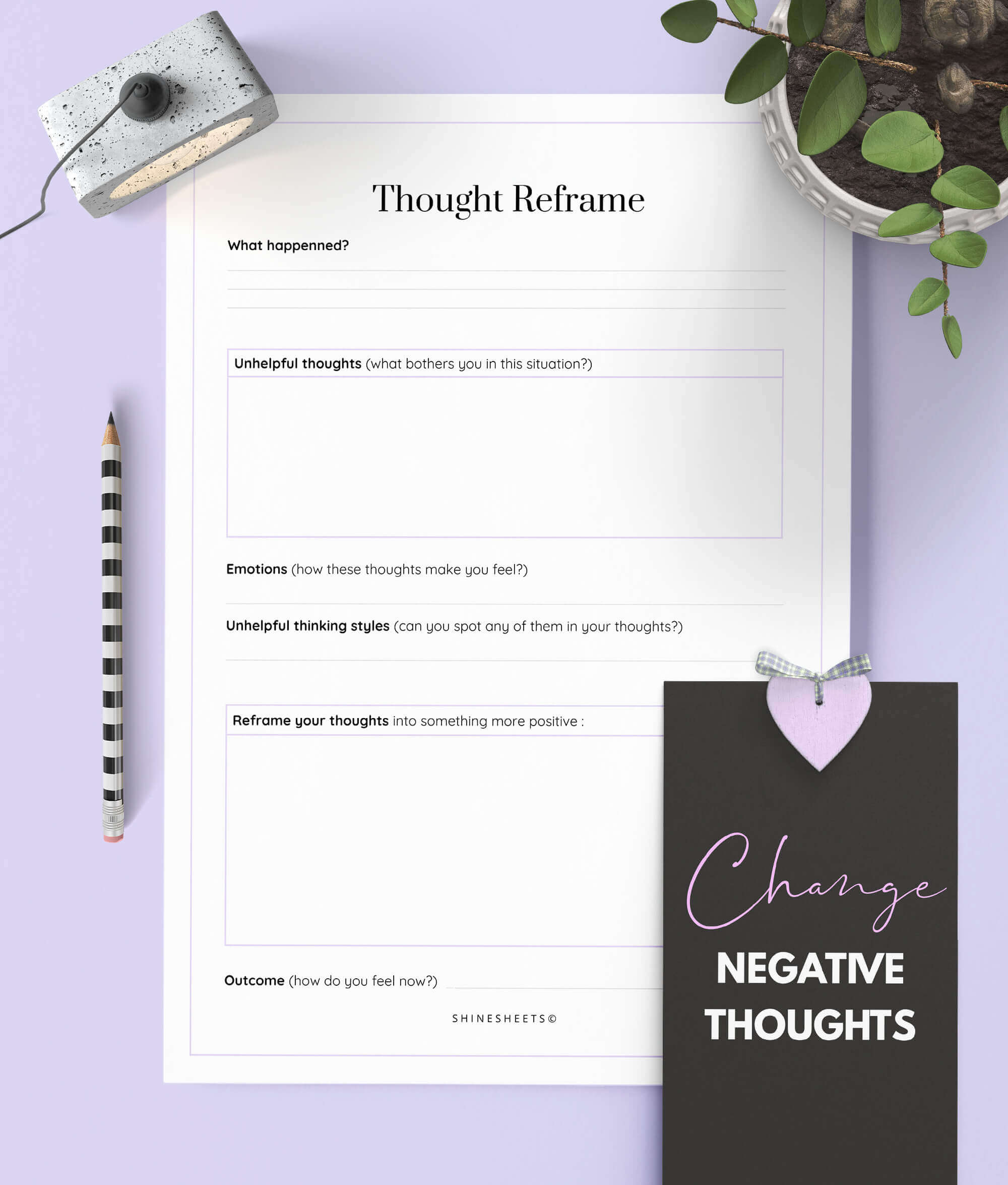 thought reframing cbt exercise printable