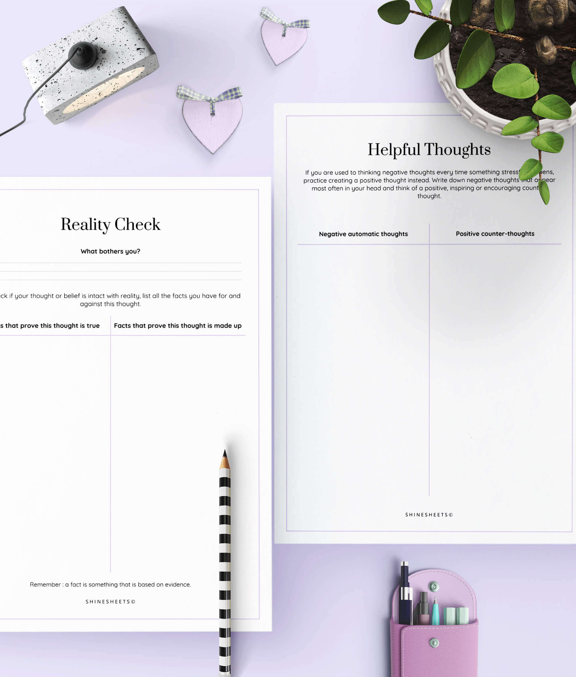 reality check and helpful thoughts pages in free thought workbook printable