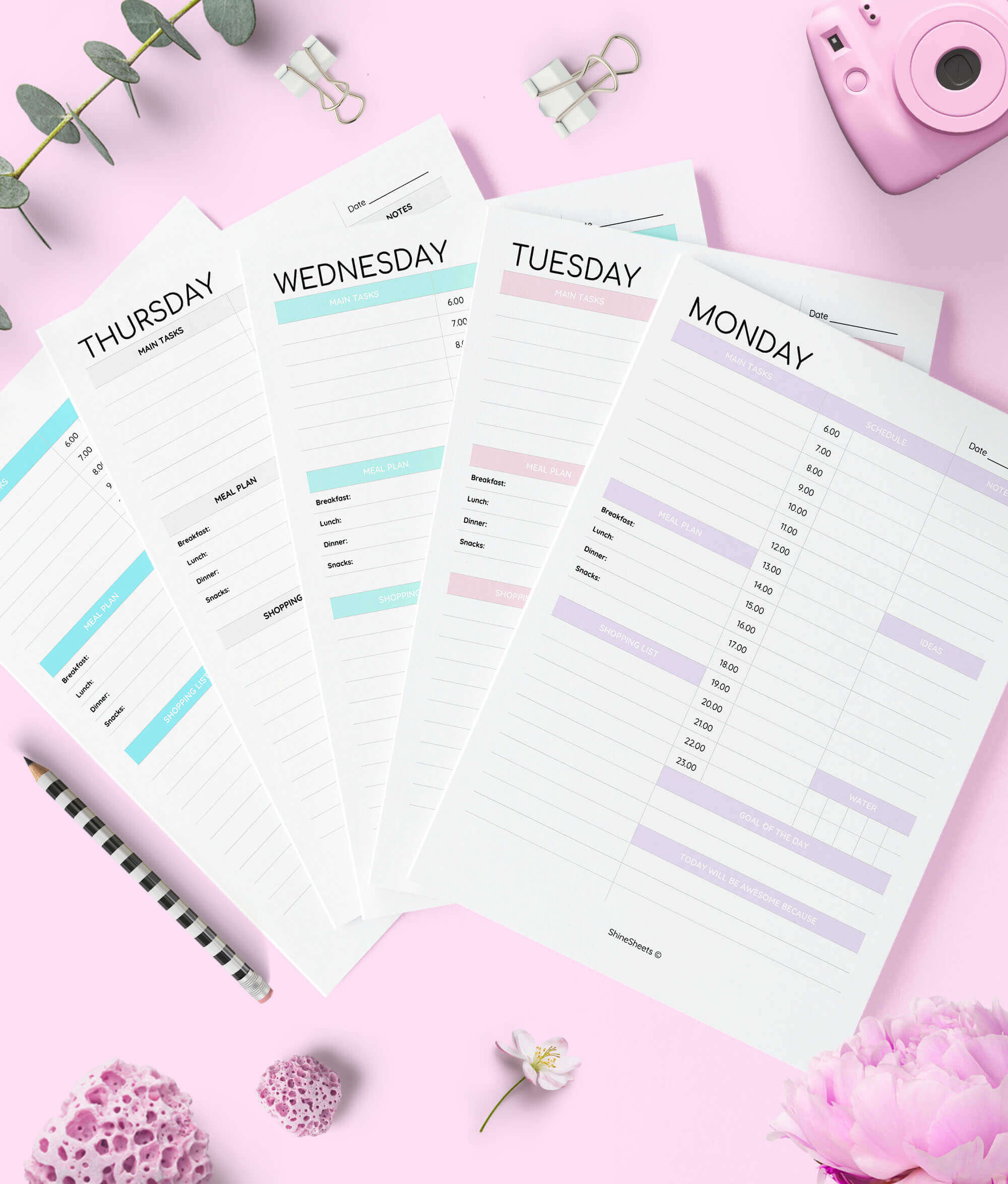 Day On One Page Weekly Planner Printable free