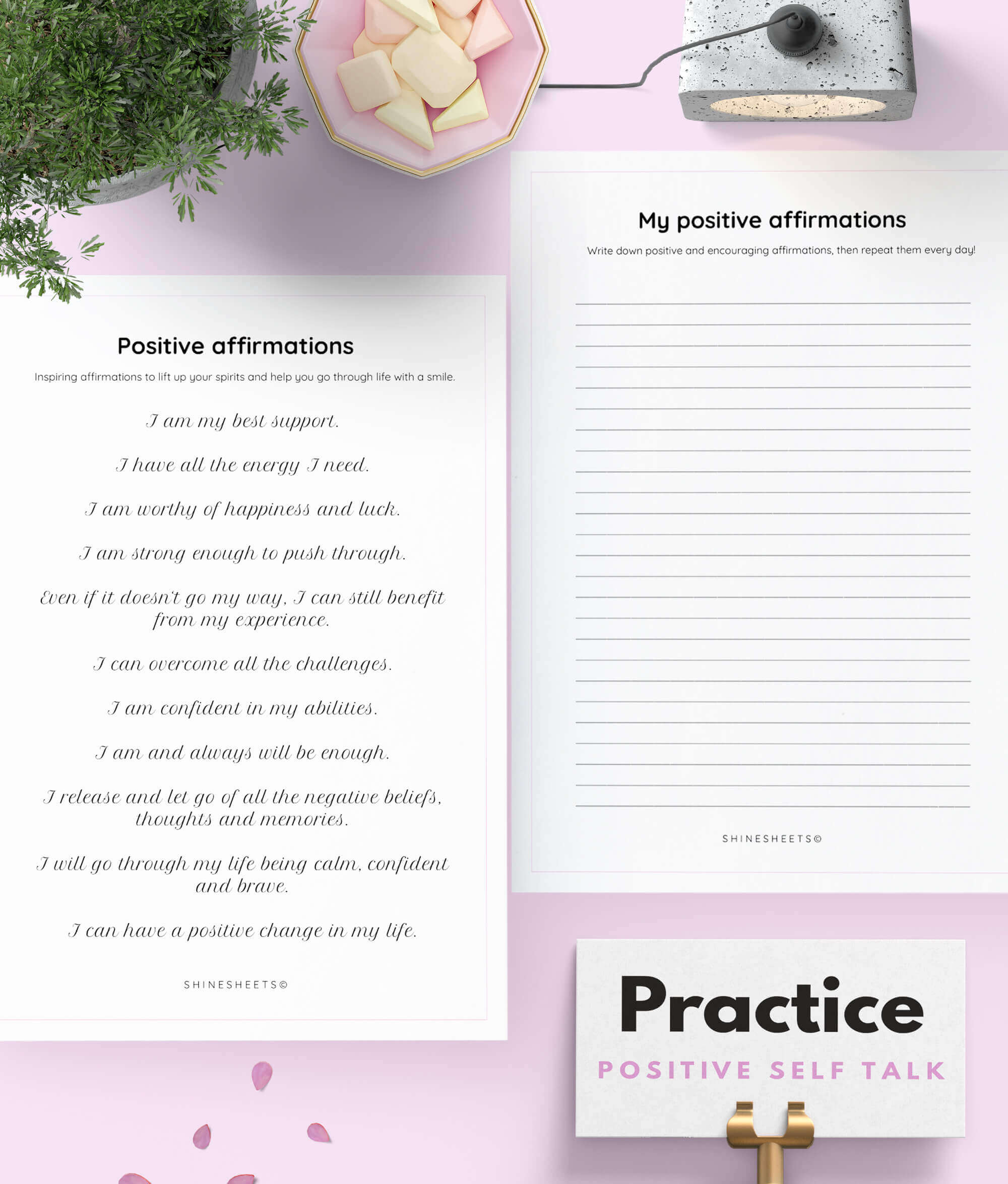 positive affirmations page in free printable positivity journal