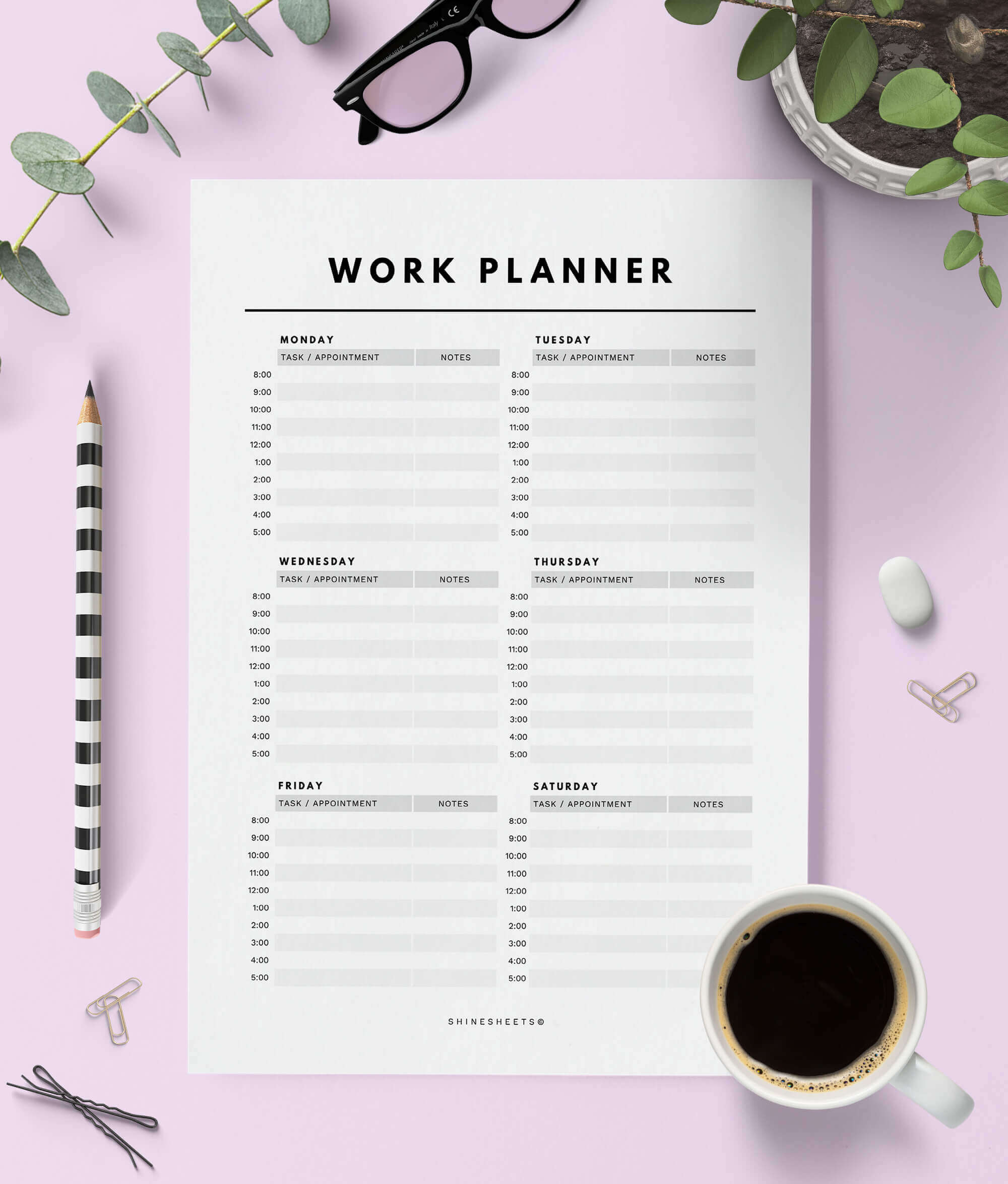 Free Work Planner Printable