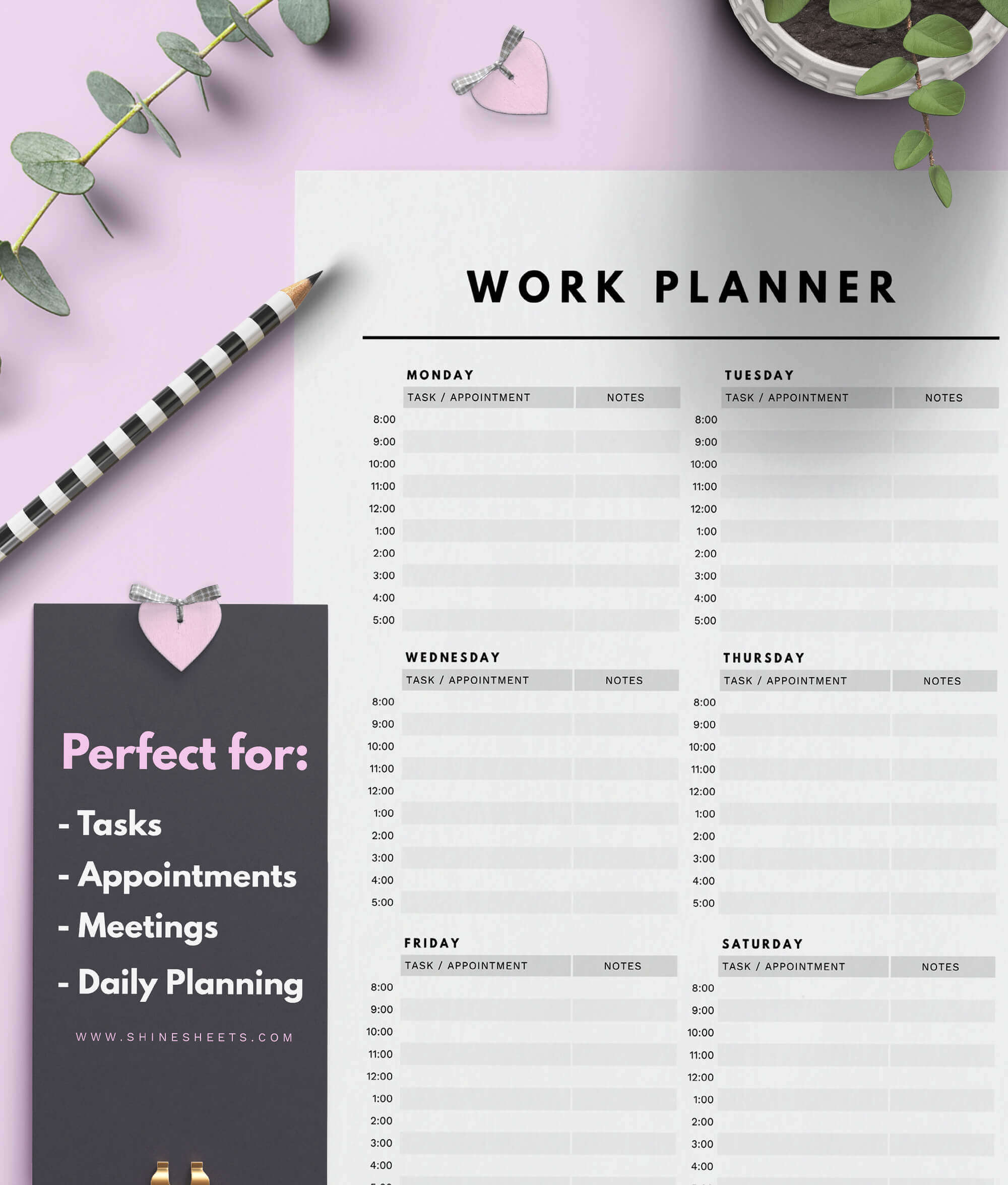 Work Planner Printable design