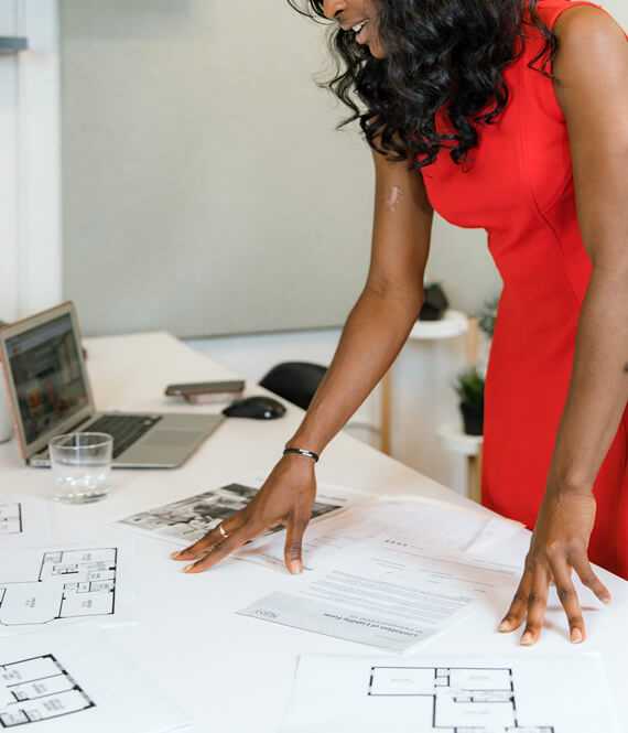 woman working in the office, getting ready for work self-care