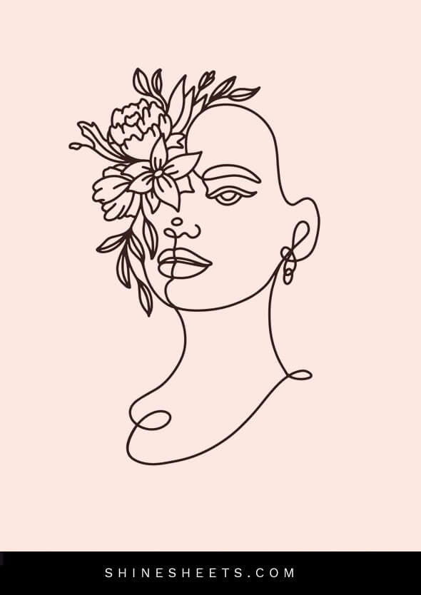 line art of woman head as a concept of how to not care what people think