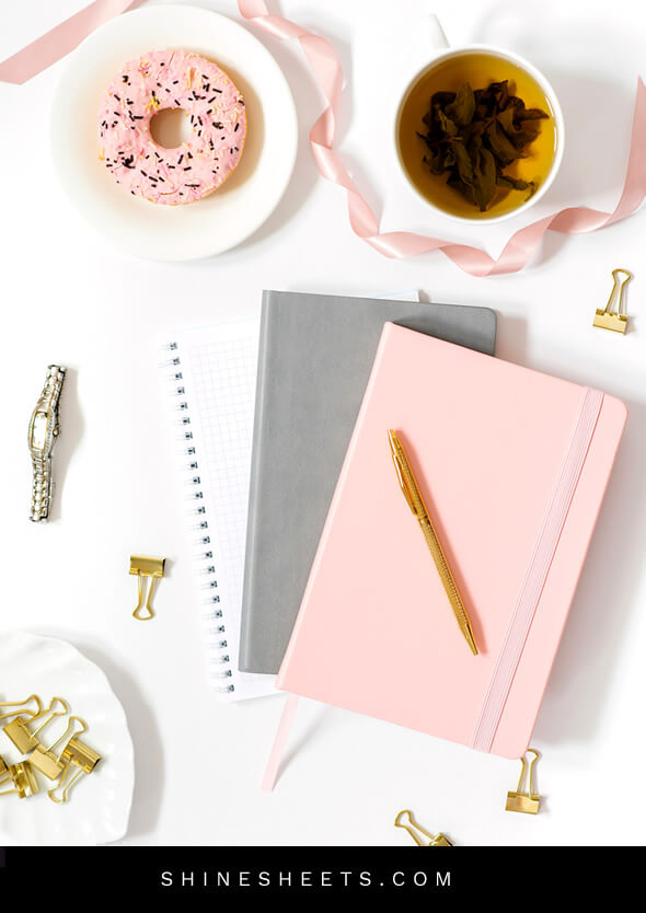 pretty journal for therapy tea and a doughnut on the table