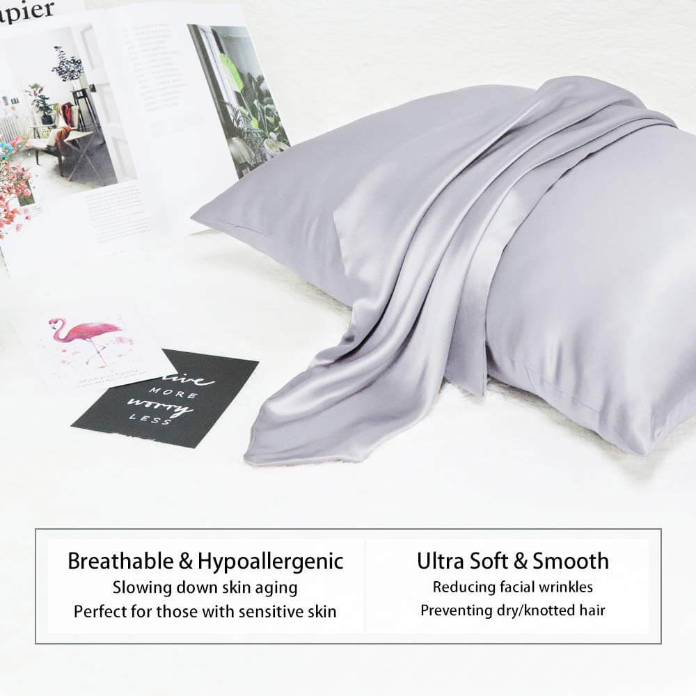 Satin pillow covers displayed as a tool to make your hair grow faster