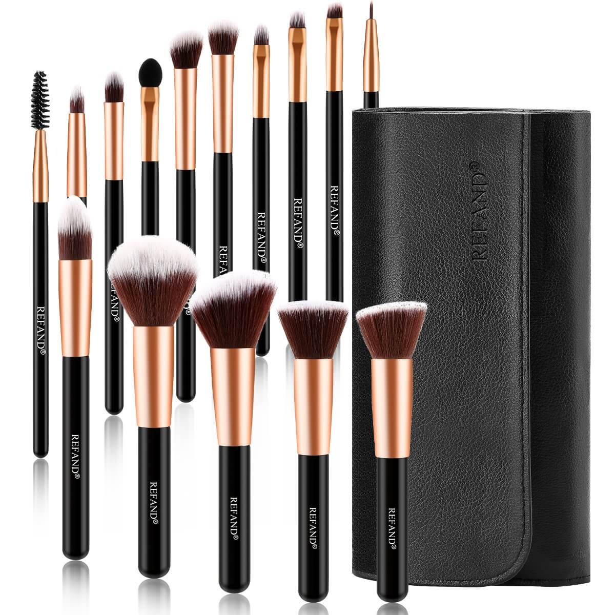 makeup brush set black and gold