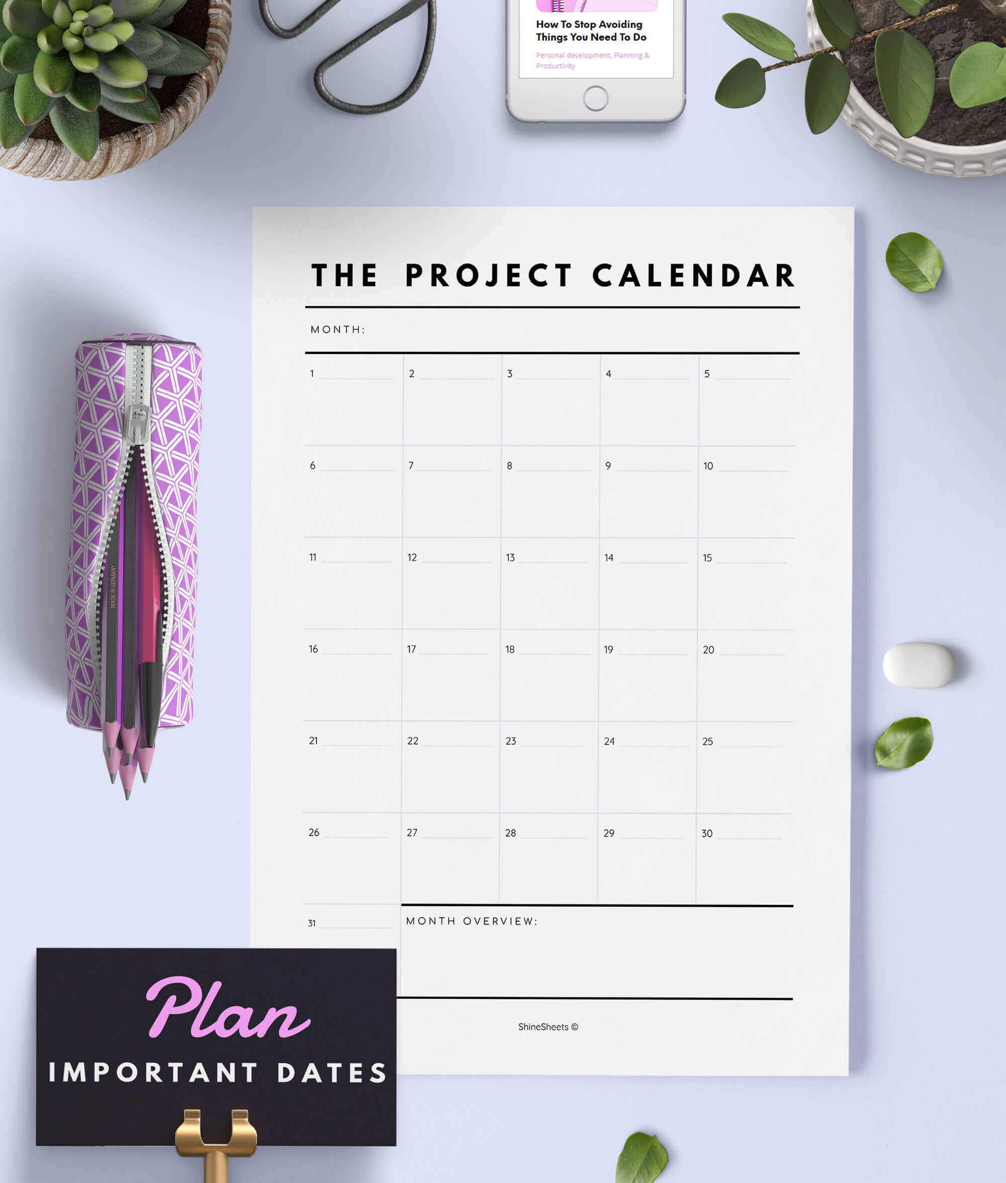 project callendar page