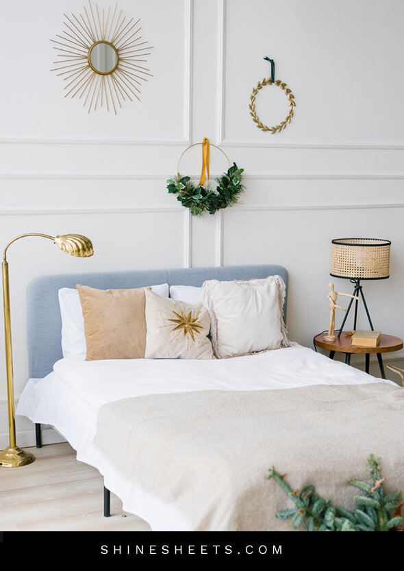 pretty bed in a clean and tidy room