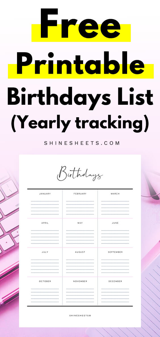 birthday calendar printable