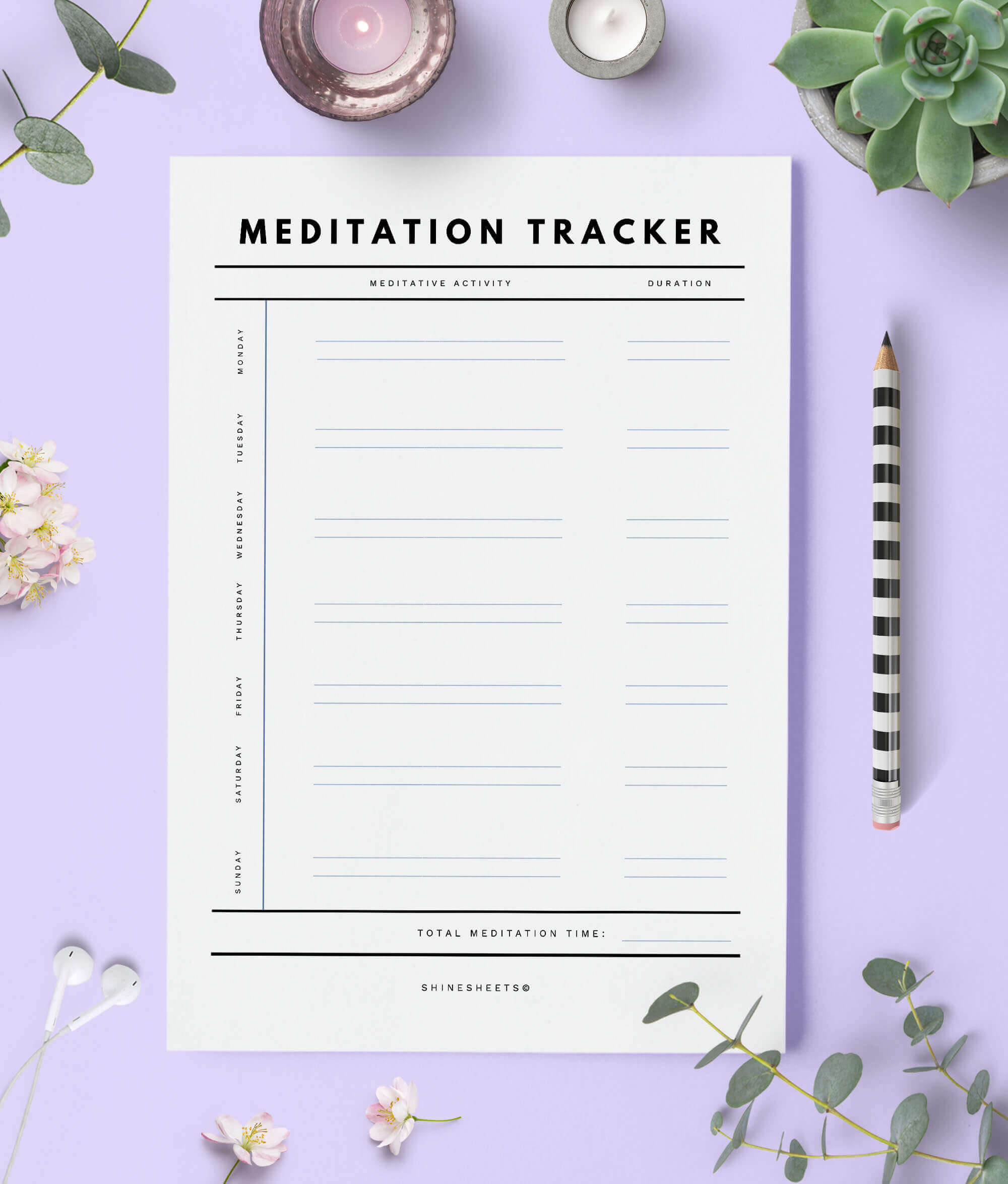 Meditation Tracker Printable