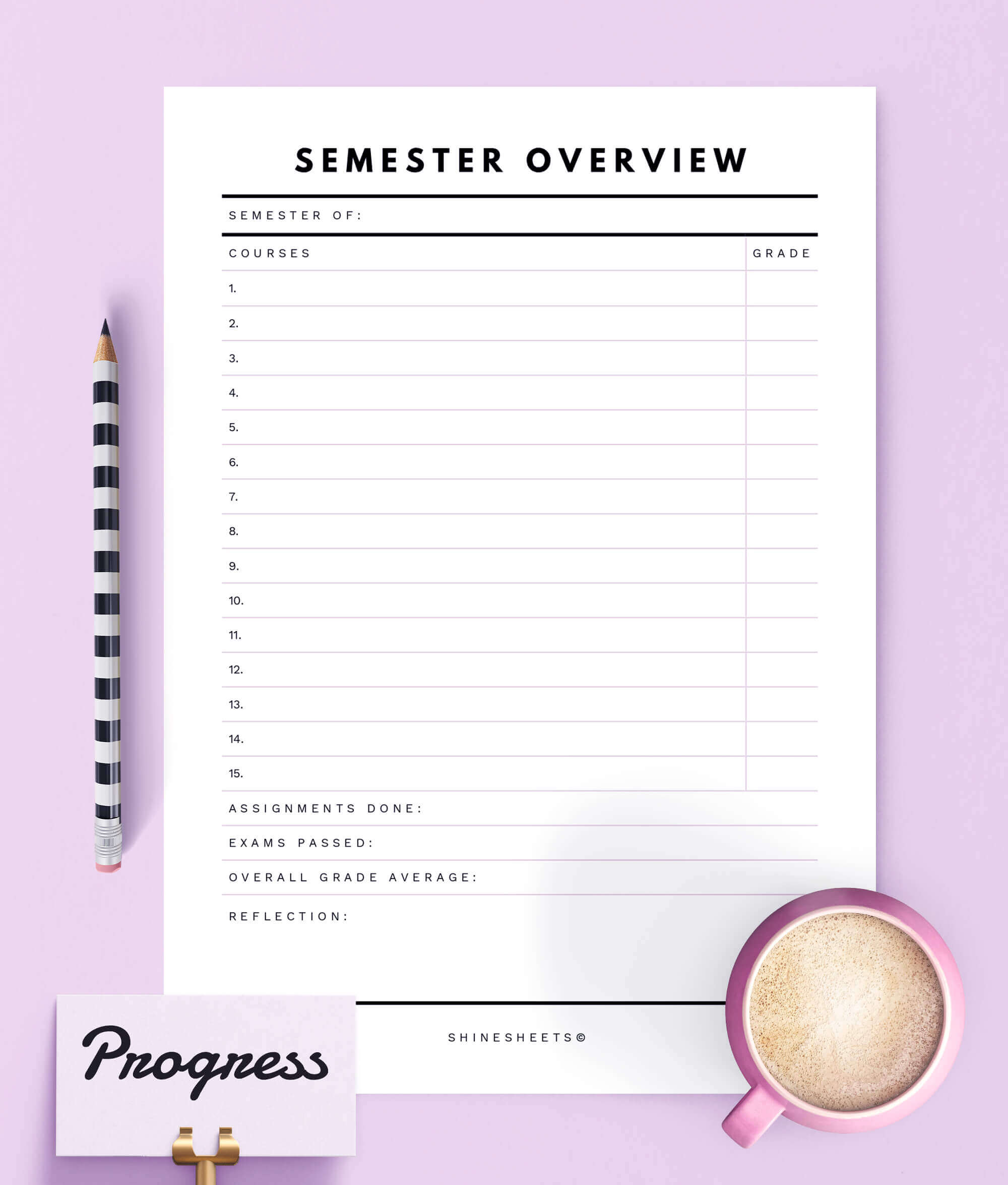 semester overview printable