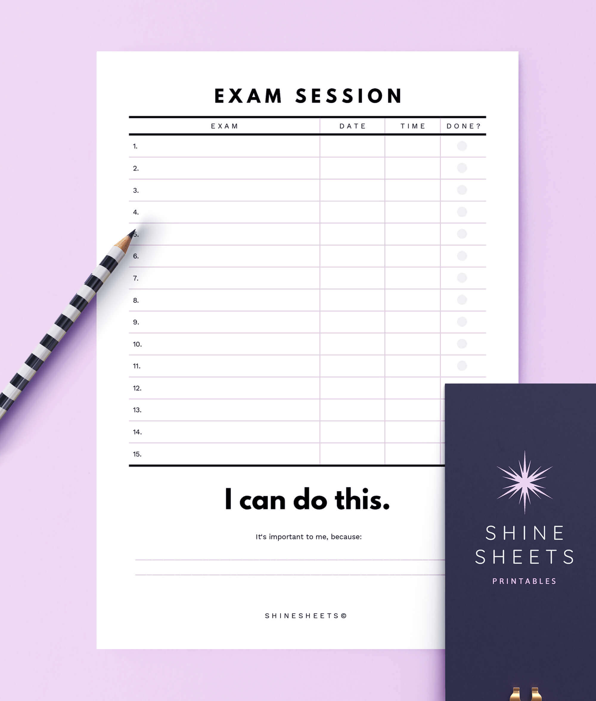 free student planner printable pages for exam session