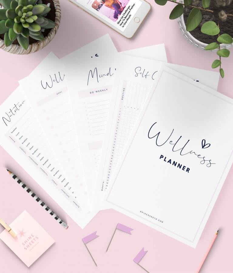 Wellness Planner Printable by shinesheets on table