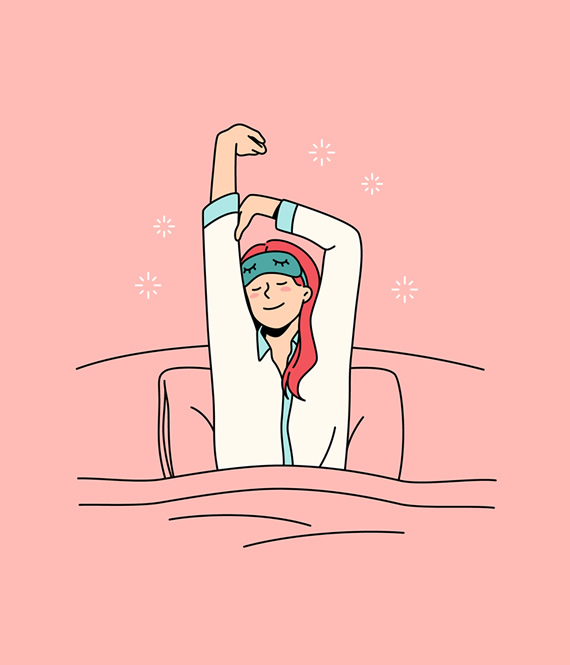 art drawing of girl waking up early to become a morning person