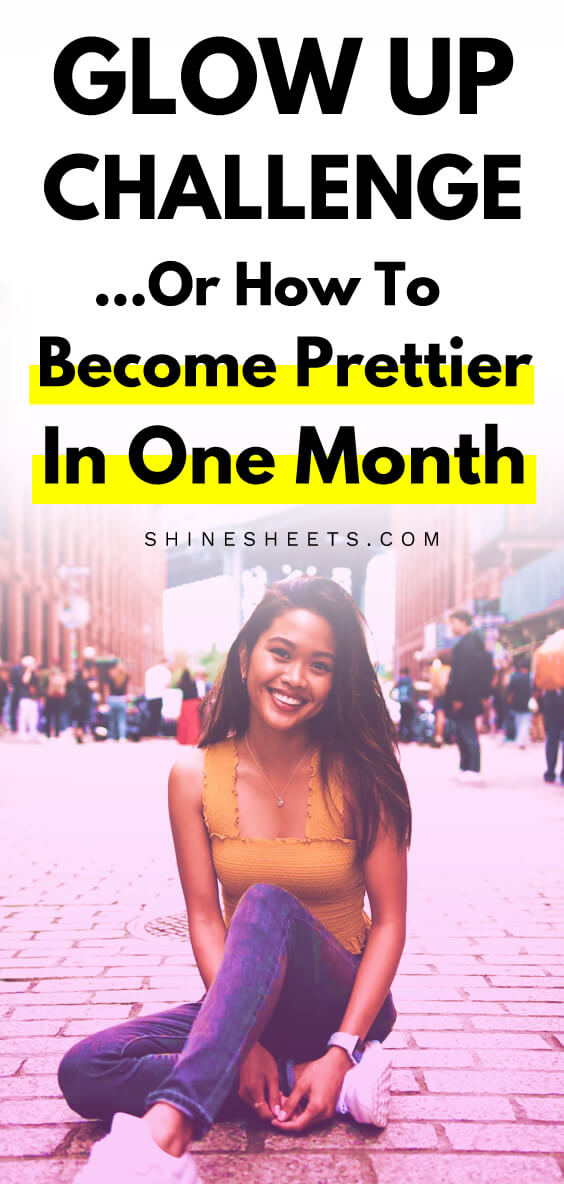 Beautiful asian girl sits on the street and smiles as an example of how to glow up inside out