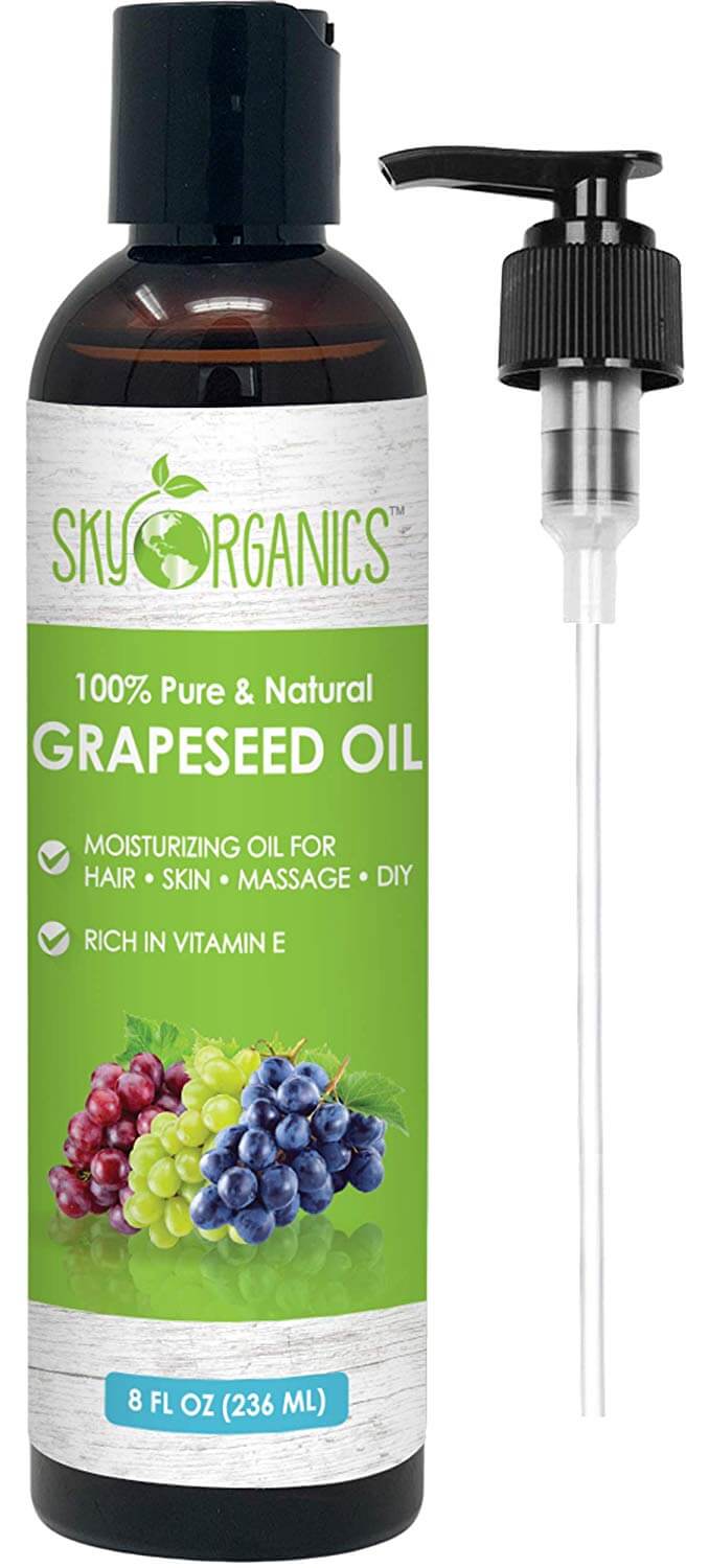 A bottle of pure grapeseed oil for oily skin