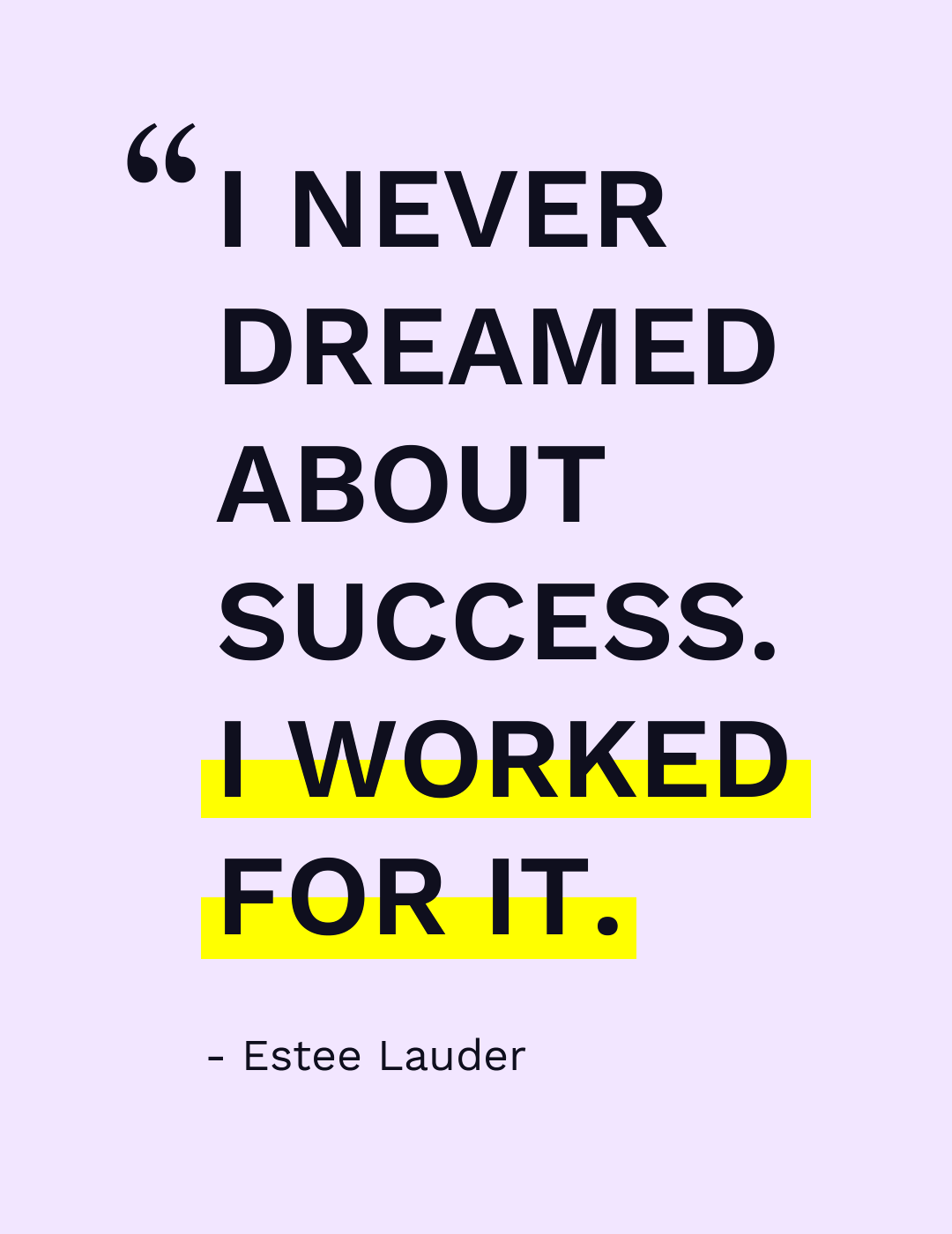 A text of Estee Lauder quote about success and personal goals