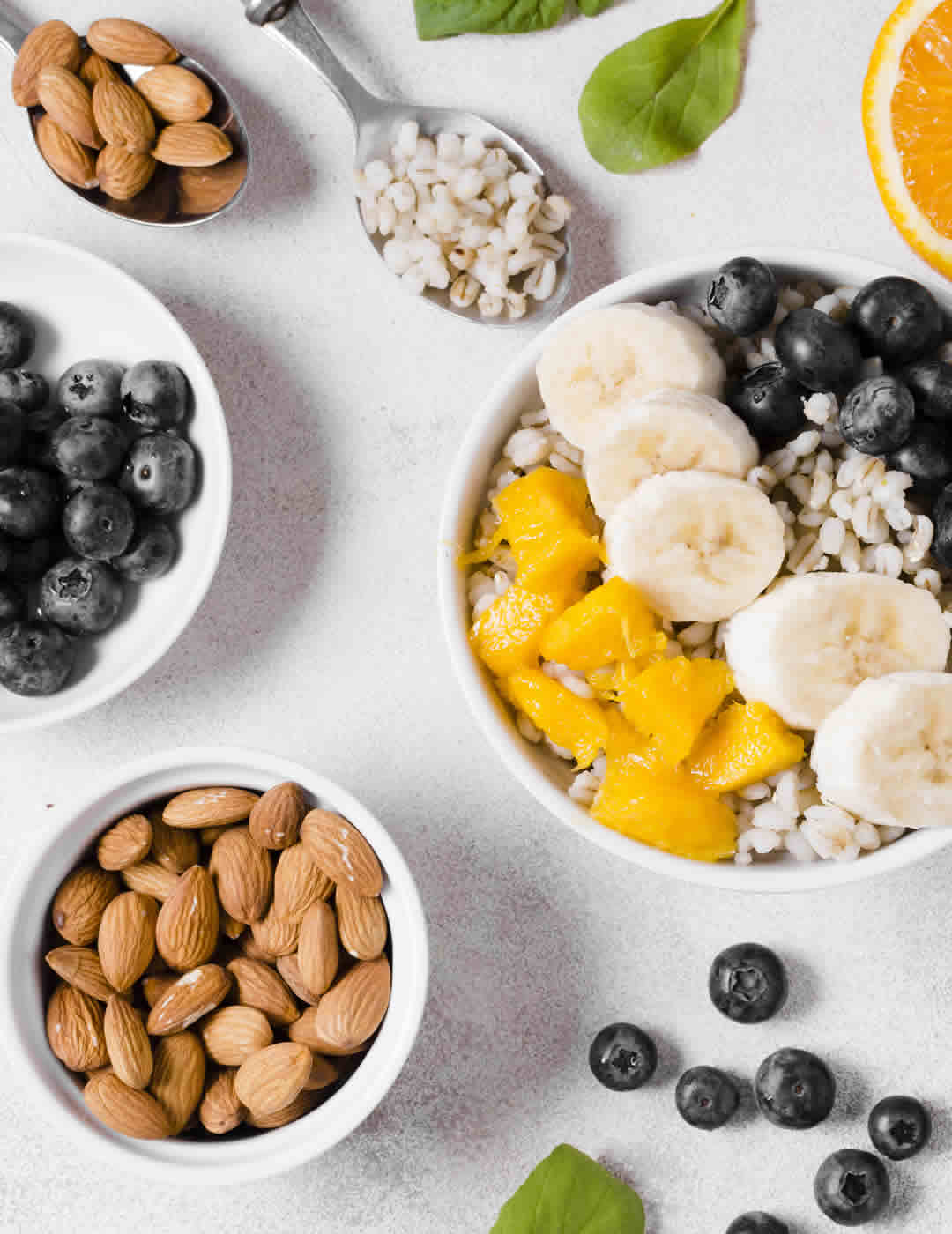 Wellness day food on the table that included fruits, nuts and berries
